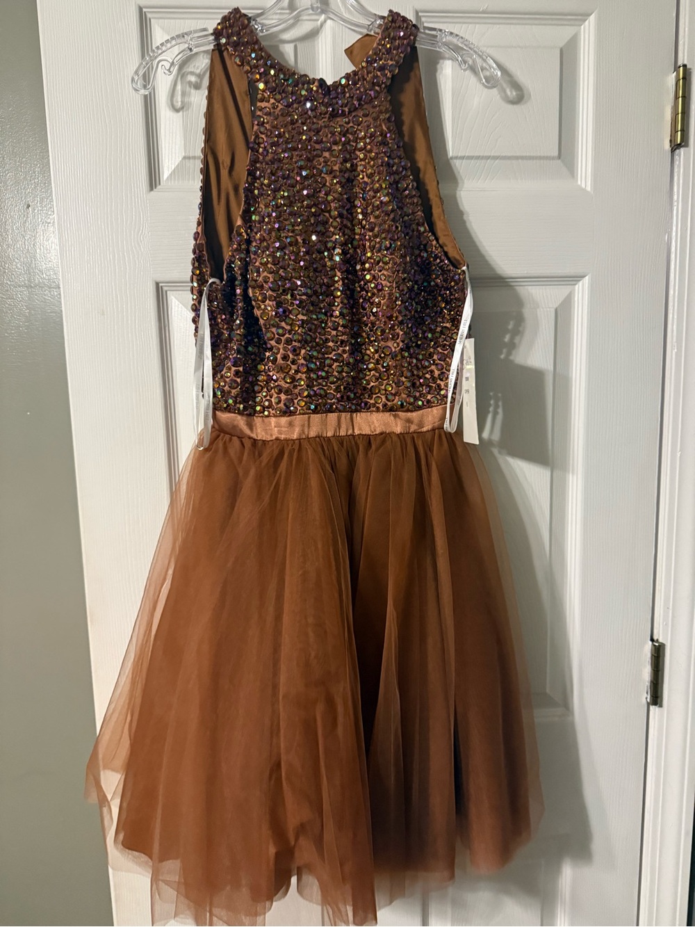 Sherri Hill Copper Halter Tulle Dress Brand New size 6